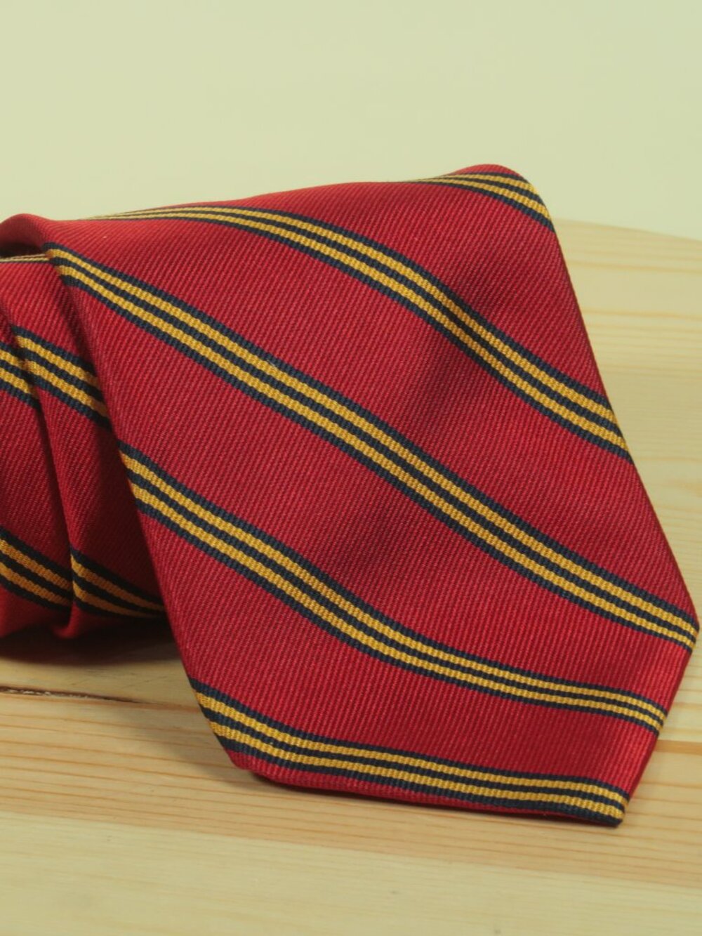 Brooks Brothers Repp Stripe Silk Tie Mens Maroon Red Blue Gold England USA